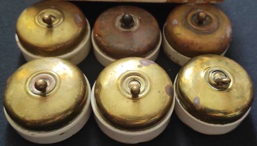 8 x Vintage brass / ceramic switches