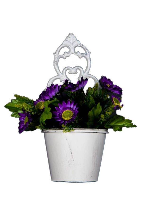 Wallmounted Antique Potholder & Pot Antique White