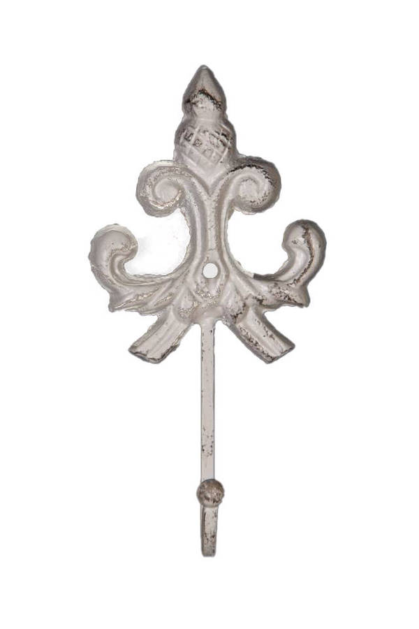 Fleur de Lis Hook Antique White