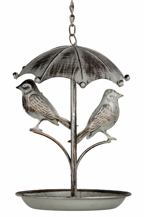 Umbrella Bird Feeder Antique Grey