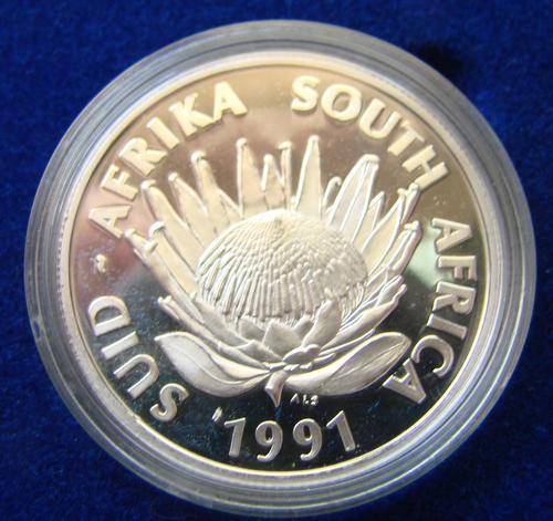 1991 R1 PROOF SILVER PROTEA COIN  - CRAZY SALE