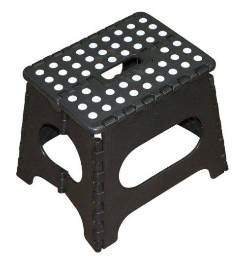 Folding Plastic Step Ladder Stool - Black