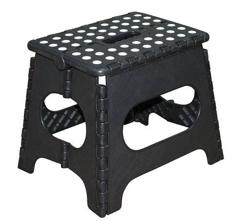 Folding Plastic Step Ladder Stool - Black