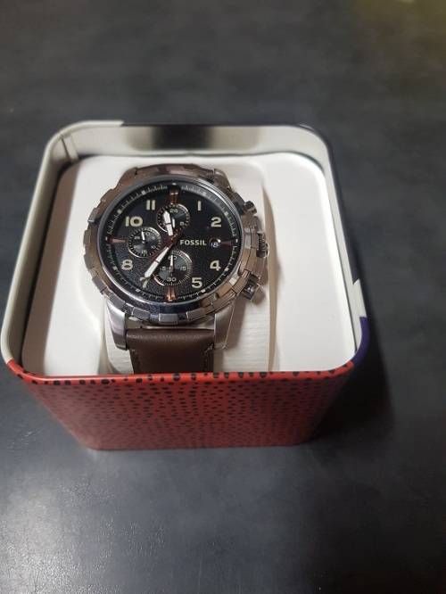 Authentic FOSSIL Dean Brown Leather Chronograph Mens Watch