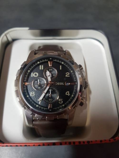 Authentic FOSSIL Dean Brown Leather Chronograph Mens Watch