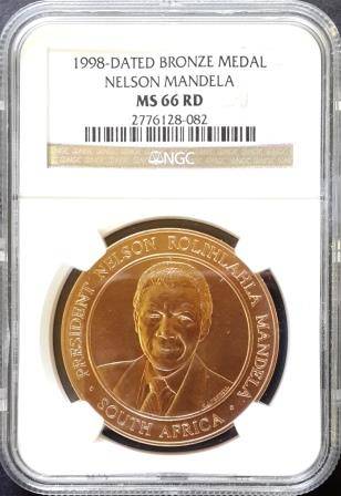 1998 - Dated Bronze Medal - Nelson Mandela MS 66 RD