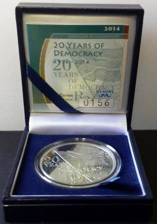 2014 - Encapsulated R2 Crown - 20 Years of Democracy - Presented in SA Mint box with Certificate