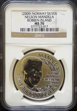 2009 Norway Silver Nelson Mandela Robben Island MS 70