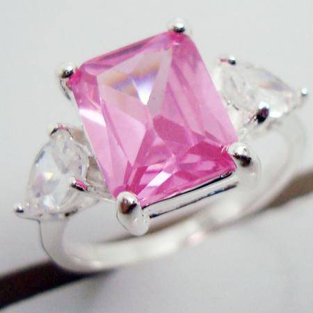 PINK TOPAZ 925 STERLING SILVER COCKTAIL RING SIZE 8.5
