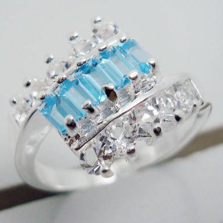 BLUE TOPAZ 925 STERLING SILVER COCKTAIL RING SIZE 8
