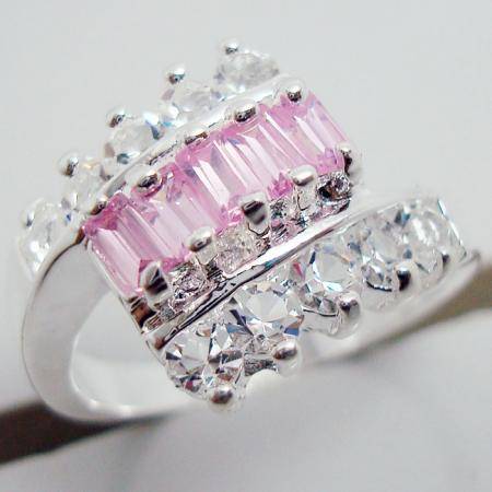 PINK TOPAZ 925 STERLING SILVER COCKTAIL RING SIZE 6