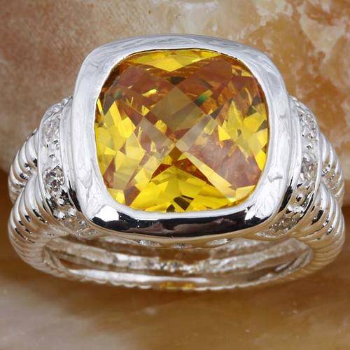 BEAUTIFUL CITRINE TOPAZ CZ RING IN SILVER