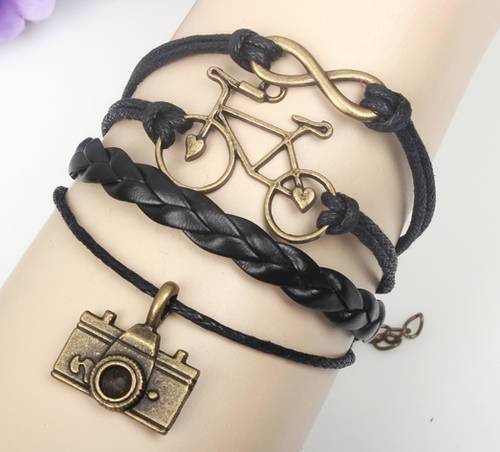 Infinity Bracelet - Camera, Bicycle
