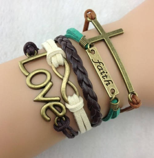 Leather bracelet - love cross IN STOCK