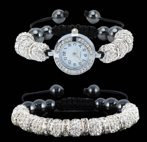 Disco Clay Balls Shamballa Watch PLUS free Bracelet