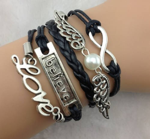 Genuine Leather Love Believe Bracelet