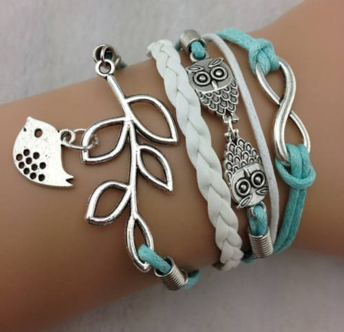 Infinity Genuine Leather Bracelet - owl