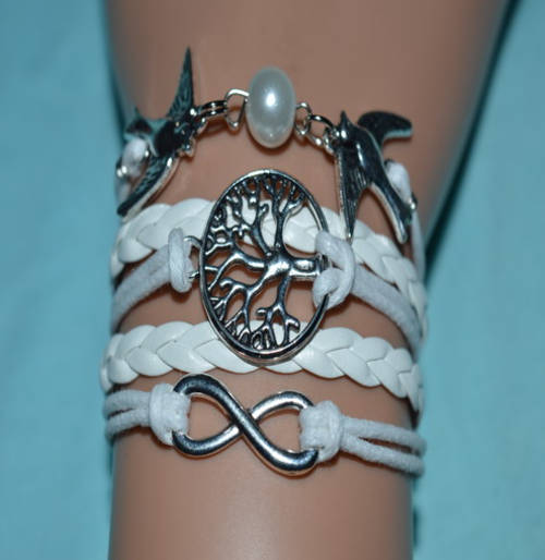 Infinity Bracelet - White Tree Birds
