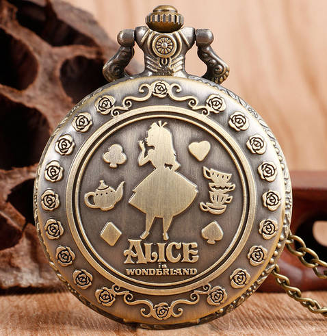 Alice in Wonderland - Pocket Watch With Necklace Chain