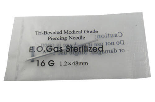 1 Piercing Needle - Sterilized 16gram 1.2 x 48mm Medical Grade