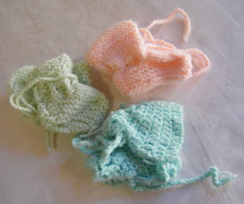 3 Pairs of Knitted Baby Doll shoes - as per photo
