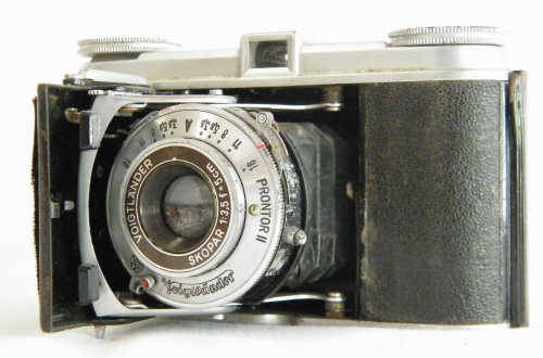 Vintage Voigtlander Prontor II fold out camera with leather pouch - as per photo