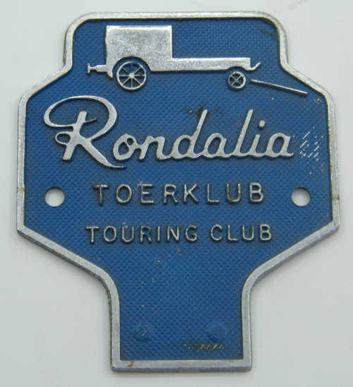 Vintage RONDALIA Touring Club/TOERKLUB car badge - as per photo
