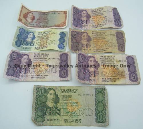 Lot of 7 Old SA Banknotes - as per photo