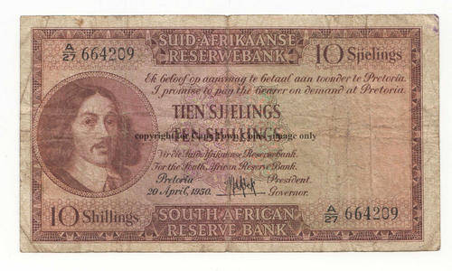 MH de Kock SA 10 Shilling note - as per scan