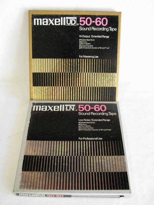 Pair of Maxell 50-60 sound recording tape for reel to reel - not sure if used - as per photo