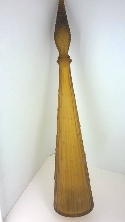 Amber Icicle Art Glass Genie Bottle Decanter