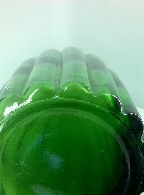 Green Grooved Art Glass Genie Bottle Decanter