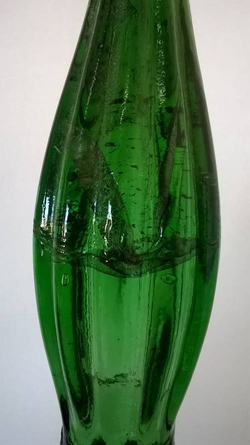 Green Grooved Art Glass Genie Bottle Decanter