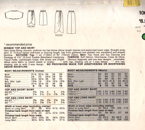 Sewing Pattern :Vogue 1068 Misses evening Dress Size 14 Factory Folded