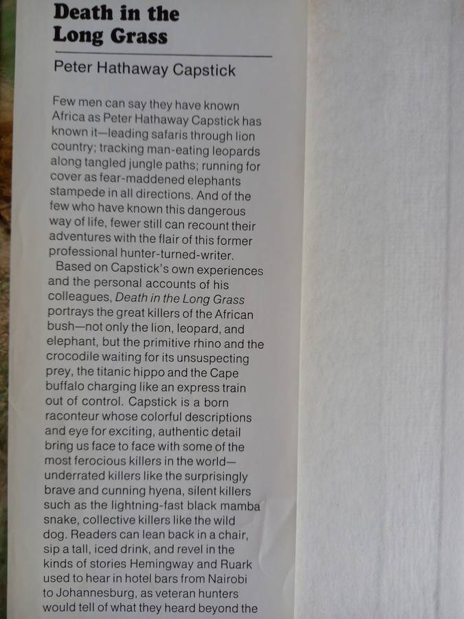 Death in the Long Grass - A big game hunter`s adventures in the African Bush