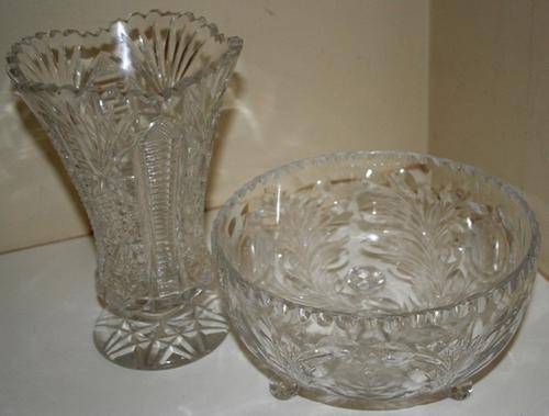 Crystal Vase and fruit bowl