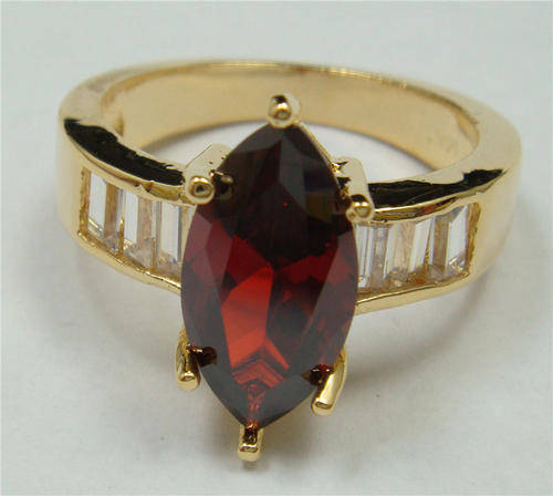 4.91 ct ruby & diamonique wedding engagement 14k yellow gold filled ring Size8
