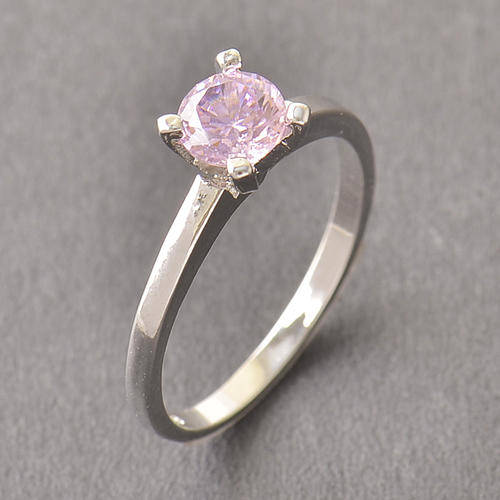 Elegant 9K White Gold Pink Sapphire Wedding Engagement Ring,Size 8