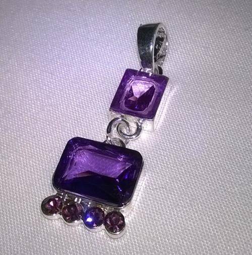 Amethyst Silver 925 stamped pendant