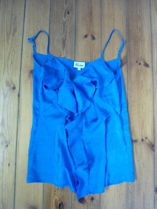 NANINE Finewear - silky satin blue strap evening top - Size 34 / 10