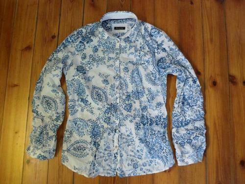 Massimo Dutti import White / Blue Floral Shirt Size 10