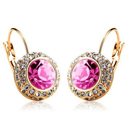 LOCAL STOCK MADE WITH SWAROVSKI ELEMENTS CRYSTAL ROSE RED EARRING