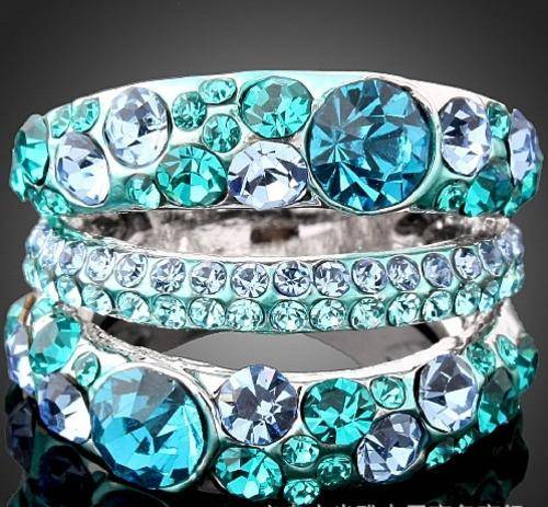 Fashion 18K White GP  Ring Use Multicolour Swarovski Austrian Crystal&Zircon Full Size in stock