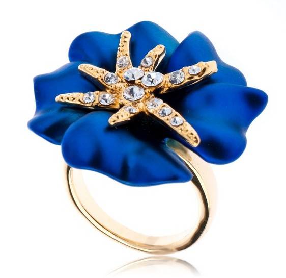 Fashion 18K White GP Starfish Ring Use Multicolour Swarovski Austrian Crystal&Zircon Size 7#8#9#