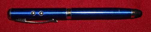 Touchscreen Stylus, Flashlight, Laser & Pen: Rubber Tip - Blue