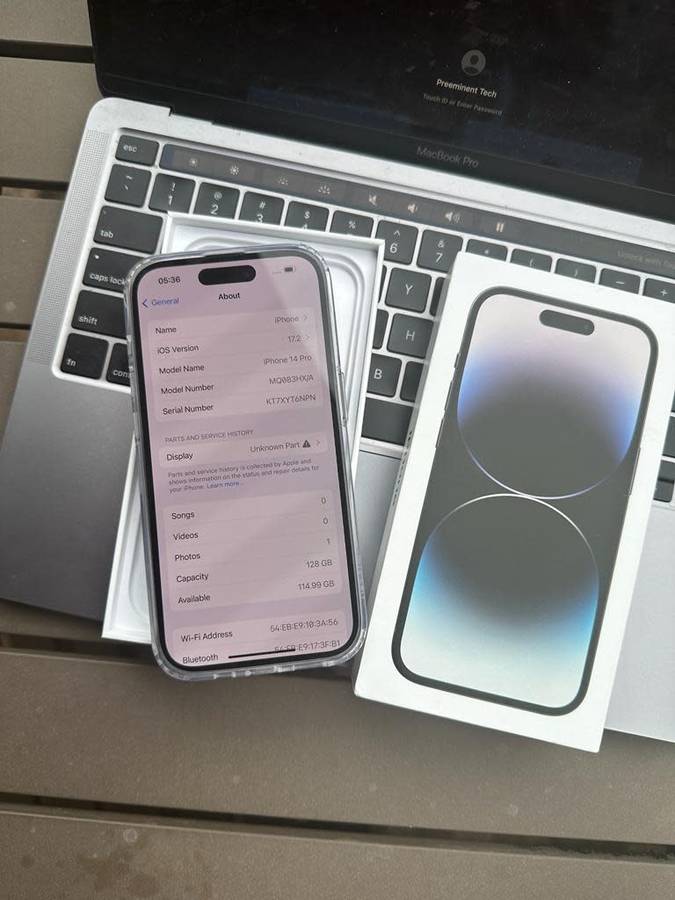 iPhone 14 Pro, Space Black (128GB)*REFURBISHED CONDITION *  + packaging and accessories