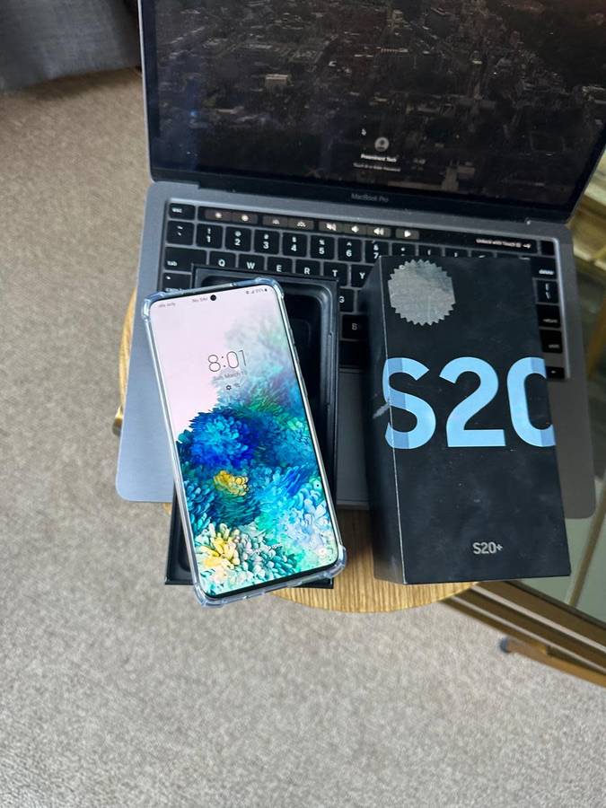 Refurbished Samsung Galaxy S20 Plus Cloud Blue (128GB) In Excellent Condition +Box + Accessories