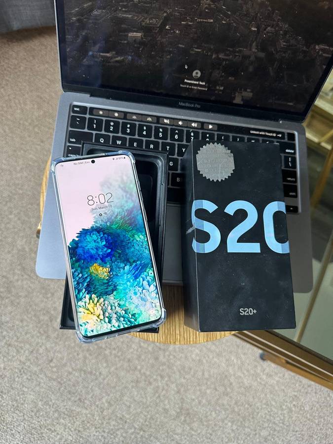 Refurbished Samsung Galaxy S20 Plus Cloud Blue (128GB) In Excellent Condition +Box + Accessories