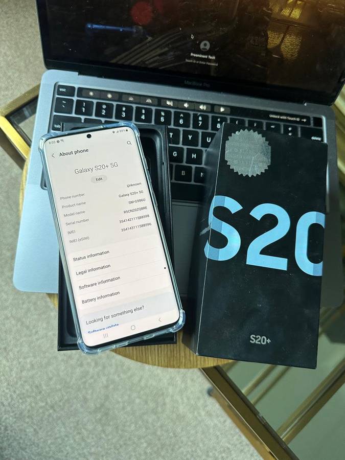 Refurbished Samsung Galaxy S20 Plus Cloud Blue (128GB) In Excellent Condition +Box + Accessories