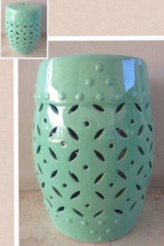 Pale  green ceramic garden stool